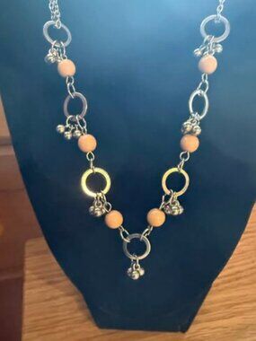 Silvertone and Wood Necklace 5/$25